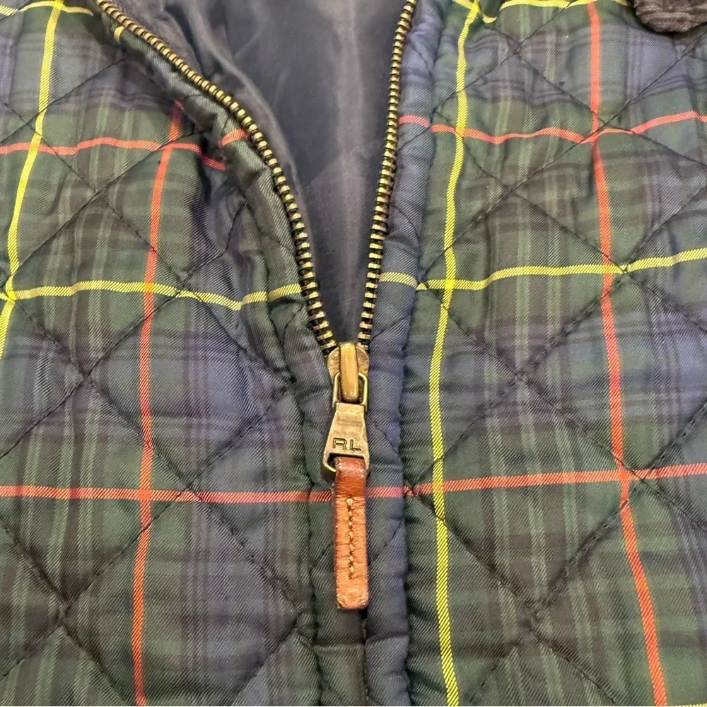 Ralph Lauren Jacket Youth Size L (12-14) Full Zip Tartan Plaid Quilted EUC RARE